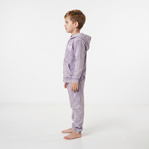 Conjunto Deportivo Informal de Sudadera con Capucha y Cremallera Completa para Niños, Lavado Ácido, 100% Algodón, Ropa Deportiva para Niños y Niñas - Product Image 3