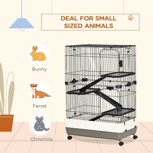 "4-Level Luxury Black Pet Cage with Wheels & <b>Slide</b>-Out Tray for <b>Small</b> Animals (32L)" - Product Image 6