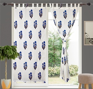 Indian Hand Block Printed Curtains Flower Buta Printed Bohemian Curtains for Living Room - Product Image 2