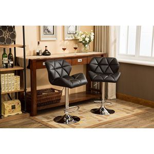 Set di 2 sedie da pranzo Glasgow Contemporary Tufted, sgabelli da bar idraulici neri con altezza regolabile - Product Image 2