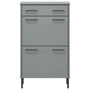 ชั้นวางรองเท้าขนาดกลาง สีเทา ทำจากไม้สนแท้ พร้อมโครงเหล็ก โซลูชั่นจัดระเบียบที่สะดวกสบาย - Product Image 4