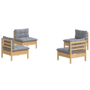 Set da salotto in pineta da 4 pezzi con cuscini grigi per il Comfort esterno - Product Image 3