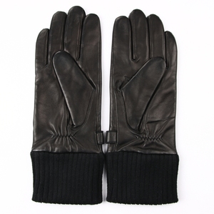 Leather Full Finger Racing Gloves With Knuckle Protection Thermal Insulated Winter Outdoor Unisex Black - Product Image 1