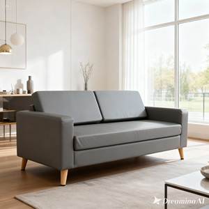 Meubles de salon, canapé sectionnel moderne nordique en cuir PU, pieds en métal capitonnés, trois places, gris clair, utilisation hôtelière - Product Image 2