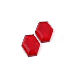 Pierre précieuse cabochon en grenat rouge, forme hexagonale, taille à étages, polissage brillant, 10x16mm, pour la fabrication de bijoux, pendentifs et colliers - Vente chaude - Product Image 4