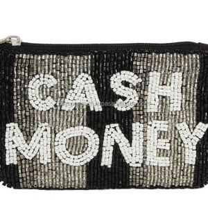 Porte-monnaie à perles fait main durable, rayures colorées |   Pochette à fermeture magnétique pour femme |   Portefeuille à perles tendance - Product Image 6