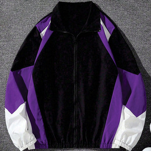 Veste coupe-vent zippée haut de gamme pour homme avec empiècements contrastés, imperméable et à capuche – Style streetwear – Vente en gros - Product Image 2