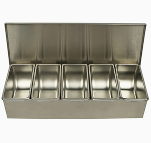 Bandeja Decorativa de Acero Inoxidable con 6 Compartimentos para Condimentos, Base Abierta, Estante para Barra - Product Image 3