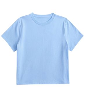 T-shirt court décontracté d'été pour femme, personnalisable avec logo, en coton uni, à manches courtes, vente en gros, fournisseur d'usine OEM - Product Image 1