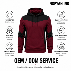 เสื้อฮู้ดดี้ผู้ชาย NOFYAN IND Cuarom แบบสวมใส่สบายทรงโอเวอร์ไซส์ ดีไซน์กระเป๋าตัดต่อสี ผ้าฝ้าย 100% เฟรนช์เทอร์รี่ เหมาะสำหรับฤดูหนาว แห้งเร็ว - Product Image 3