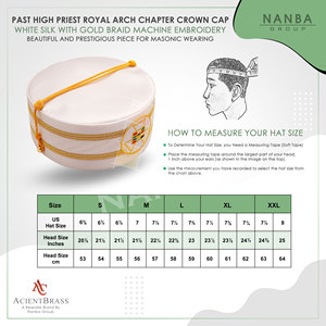 Gorra de Corona para Antiguo Sacerdote del Capítulo del Arco Real |   Gorra Masónica Blanca con Corona |   Gorra de Regalia con Bordado a Máquina de Trenzas Doradas |   Masones - Product Image 6