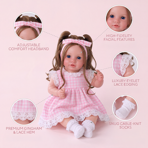 <span class=keywords><strong>Poupée</strong></span> bébé réaliste Dara de 20 pouces, corps en vinyle souple et tissu, cheveux longs bruns bouclés, adorable et réaliste, prête à être expédiée - Product Image 3
