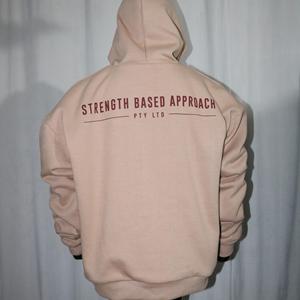 Men's Beige Hooded Half Zip <b>Velour</b> <b>Sweatshirt</b> 100% Cotton Oversized Fit Casual Color Blocking Pocket Design Plain Dyed Knitted - Product Image 3