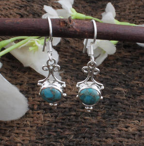Boucles d'oreilles pendantes en turquoise bleue naturelle, argent sterling 925, bijoux de luxe pour mariage et soirée, unisexe pour femmes - Product Image 4