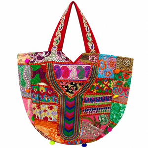Handmade Embroidered <b>Patchwork</b> Tote <b>Bag</b> Vintage Boho Cotton Shoulder <b>Bag</b> Top Handle Handbag for Women Daily Use Gift - Product Image 1