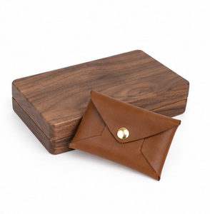 Solid Wood Document Organizer Box with Leather Pocket Handmade Letter Storage <b>Desk</b> Organizer Home <b>Office</b> Gift Box - Product Image 2