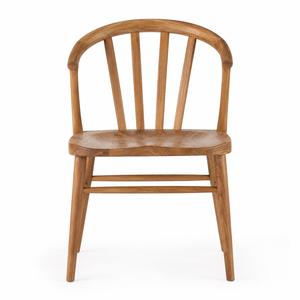 Silla de Comedor de Madera de Teca Sólida, Ecológica, Impermeable y Duradera, con Respaldo en Forma de Herradura, Asiento Tipo Silla de Montar, Diseño Escandinavo Moderno y Estable para el Hogar - Product Image 1