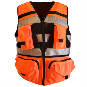Chaleco de Seguridad Reflectante con Múltiples Bolsillos con Cremallera, Fluorescente, de Poliéster, Certificado CE, Resistente al Viento, para Trabajo de Construcción - Product Image 3