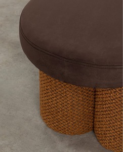 Modern Fabric Upholstered Bench With Textured Legs Contemporary Living Room Furniture <b>Stool</b> Ottoman - Product Image 6