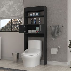 Mobiletto da Bagno Morley a 2 Ripiani Sopra il WC, Nero Wengue - Product Image 2