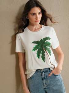 T-Shirt Beaded Embroidery Seed Beads Baptism Fashion for <b>Top</b> Stylish Hand Hot Selling Customize Color White - Product Image 5