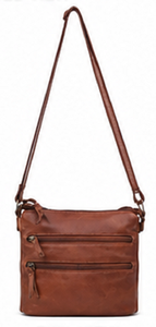 Vintage Fashion Genuine Leather Crossbody Bag for Women Multi-Pocket Shoulder Sling with Zip Closure Adjustable Strap Brown - Product Image 2