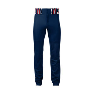 Pantalon de baseball pour homme, bleu marine et rayures rouges, coupe ajustée, en polyester, anti-humidité, avec braguette boutonnée, vêtement de sport - Product Image 2