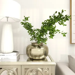 Jarrón de Latón Hecho a Mano para Mesa, Diseño Rústico, Florero de Metal para Flores Artificiales y Frescas, Decoración con Vegetación - Product Image 3