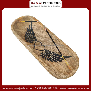 Plateau d'encens en bois en forme de bateau avec motif d'ailes Support d'aromathérapie fabriqué à la main parfait pour la relaxation et la décoration de parfum d'intérieur - Product Image 6