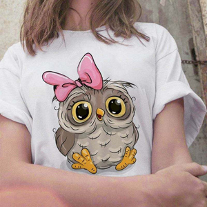 T-shirt d'été pour femme en gros, col rond, coupe ample, décontracté, à manches courtes, motif dessin animé populaire pour filles - Product Image 4