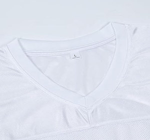 Men's White V-Neck Short Sleeve Football Jersey Breathable Mesh Fabric Striped Sleeves Regular Fit All Seasons Apparel - Product Image 4