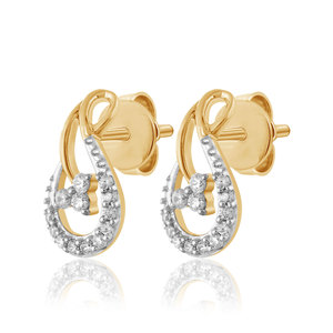 Pendientes de Diamantes con Incrustaciones de Diamantes Reciclados Glamour, Oro de 14K, Diseño de Flor, Diamantes Cultivados en Laboratorio de Corte Redondo, Joyería Fina Elegante - Product Image 2