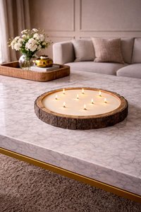 Bol à pâte en bois rond avec bord naturel pour bougies de soja, récipient à cire en bois rustique, décoration d'intérieur et collection de cadeaux - Product Image 4