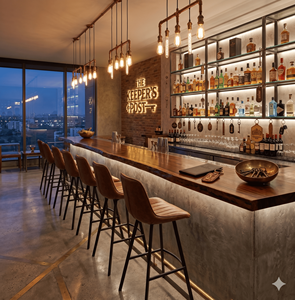 Minimalist Leather <b>Bar</b> <b>Stool</b> Channel Tufted Cafe Bistro Counter High Chair Restaurant Furniture Office Furniture - Product Image 1