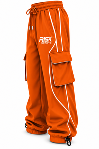 Orange 100% Polyester Cargo <b>Trousers</b> Drawstring Mid Waist Baggy Letter Pattern Casual <b>Sports</b> <b>Trousers</b> Custom Logo - Product Image 2