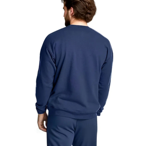 Men's High Quality Solid 100% Cotton Crew Neck Sweatshirt with Custom Logo Print Fleece Fabric Custom Colors - Product Image 6