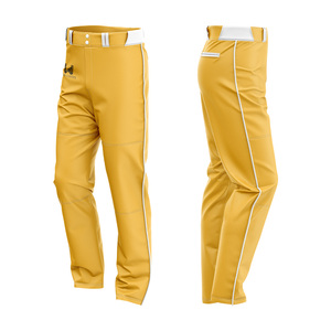 Pantalones de béisbol personalizables para hombre con franja blanca y logotipo bordado, corte regular, cierre de botones, 100% poliéster, absorción de humedad - Product Image 6