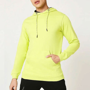 Sudadera con Capucha para Hombre, Amarilla, Felpa Francesa, Ecológica, Estilo Urbano, para Invierno, Corte Regular, Cierre Frontal - Product Image 3