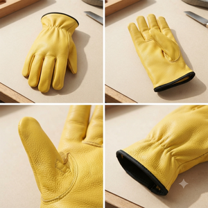Premium Sheep Grain Leather General Purpose <b>Driver</b> Mechanic Safety <b>Gloves</b> Comfortable Adjustable Wristlet Tear-Resistant - Product Image 5
