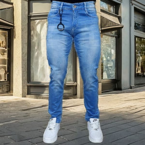 Jeans en denim nouvelle collection Gex pour homme, taille mi-haute, extensibles, bleu clair - Product Image 1