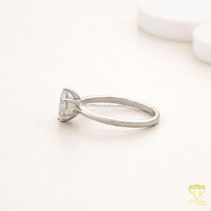 Oval Cut Lab Grown Diamond <b>Solitaire</b> <b>Ring</b> in 925 Sterling <b>Silver</b> Classic Engagement Promise Fine Jewelry Gift - Product Image 2