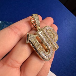 Custom Pass Diamond Tester Hip Hop Moissanite Letter Pendant 925 Silver Fully Iced Out <b>Chain</b> <b>Name</b> Custom Moissanite Pendant - Product Image 4