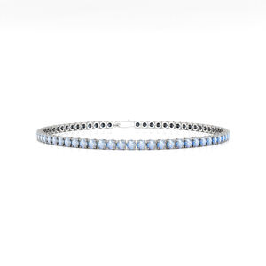 สร้อยข้อมือเทนนิสประดับพลอยมูนสโตนสีรุ้งธรรมชาติทรงกลมทอง 14K รุ่นใหม่ปี 2026 งานแฮนด์เมด เครื่องประดับชั้นดี ของขวัญสำหรับเธอ - Product Image 2
