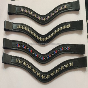 Leather Horse Brow Band <b>Top</b> Selling High Quality Crystal Bling Leather Horse Brow Band Wave Shape Multi Color Crystal <b>Chain</b> - Product Image 5