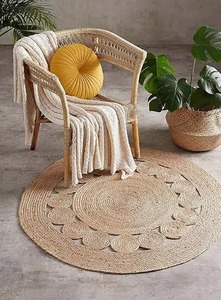 Hand Braided Woven Jute Cotton Area <b>Rugs</b> Non-Slip Custom Thick Floor Carpet Living Room Exercise <b>Camping</b> Prayer Machine Wash - Product Image 4
