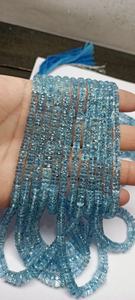 Cuentas de Aguamarina Natural Santa María, Corte Heishi, Forma de Rueda/Neumático, Facetadas, Color Azul, 5mm-8mm, Diámetro del Orificio 0.30mm, Alta Calidad - Product Image 6