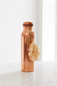 Botella de agua floral de cobre con tapa de oro rosa, portátil para viajes - Product Image 3