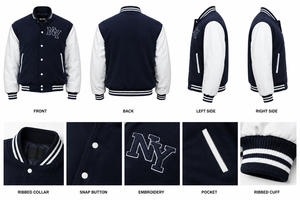 New Trendy Lettermen Bomber <b>Jacket</b> 100% Wool/Polyester/Cotton Canvas Casual <b>Winter</b> Front Logo Customizable Fabric Fleece Lining - Product Image 2
