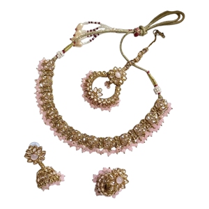 Juego de Joyería Étnica India Chapada en Oro para Mujer, con Collar y Aretes, en Varios Colores, Bajo MOQ y Precios Accesibles, Ideal para Regalos de Compromiso, Boda o Fiesta - Product Image 1