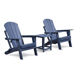 Set di 3 mobili da giardino pieghevoli Adirondack, include 2 sedie Adirondack in resina e tavolino laterale - Product Image 1